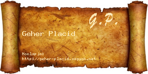 Geher Placid névjegykártya
